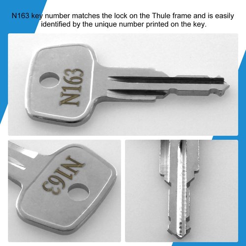 N163 Car Rack Replacement Key for Thule, Replacement Key for Thule Roof Racks, Cargo Box, Carriers, Crossbars - Codes N163 [2 pcs]