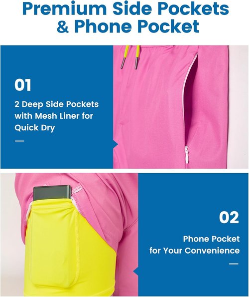 Maamgic 5-Inch Men's Swimming Trunks - 2-in-1 Quick Dry Swim Shorts with Compression Liner & Zipper Pockets