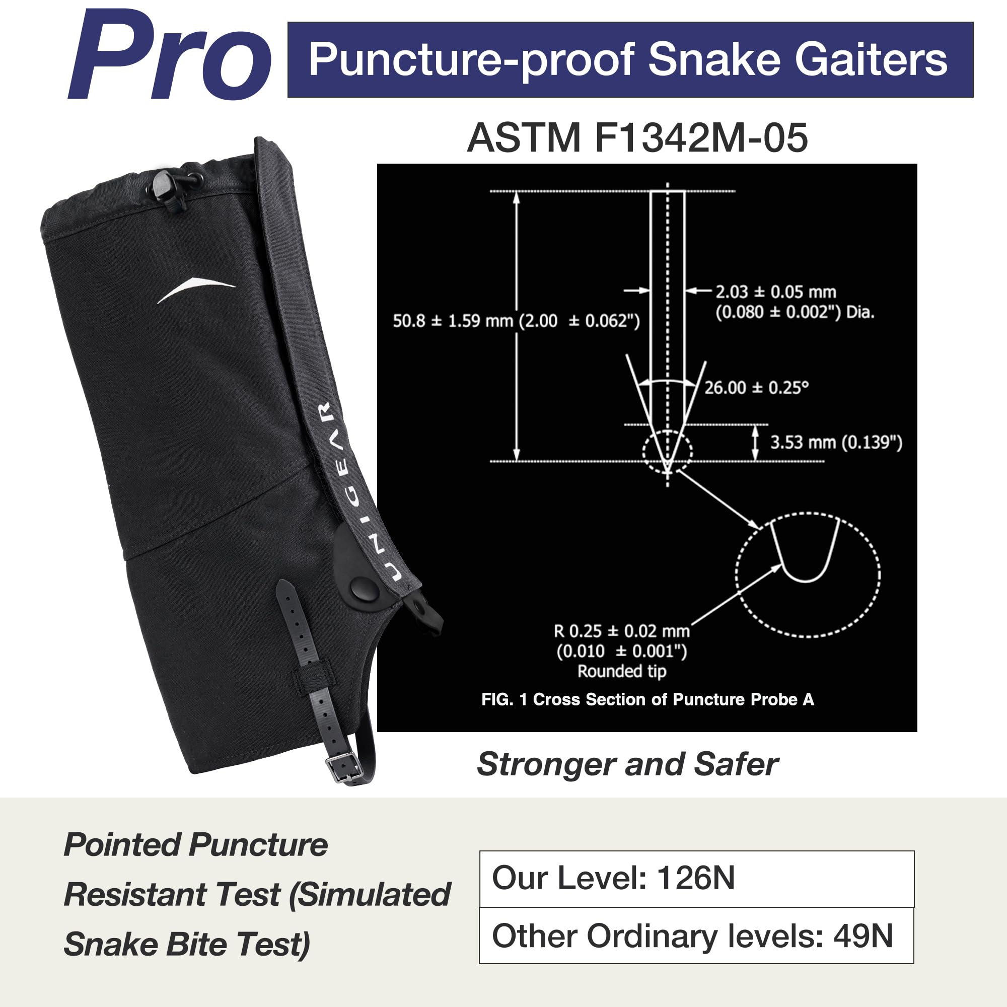 Unigear Snake Gaiters, Puncture-Proof Leg Gaiters, Lightweight, Super Thin, Hunting Gear for Hunting Hiking Farm Working (Large)