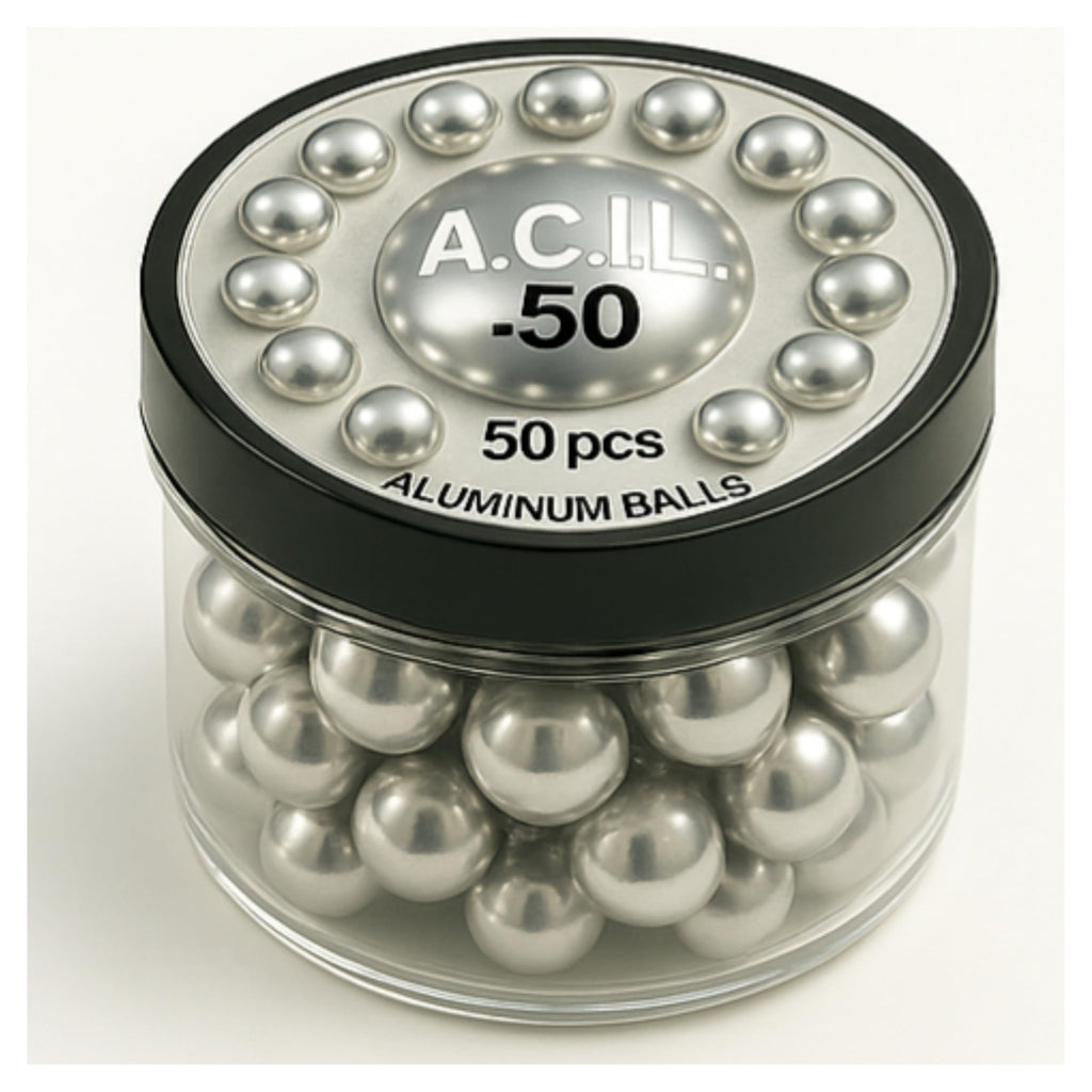 Premium Aluminium Balls in 50 Calibres, 12.5 mm Precision-Machined Projectiles (50 Pieces), Solid Aluminium Ammo for HDR & HDP Pistols, Reusable, Polished Finish
