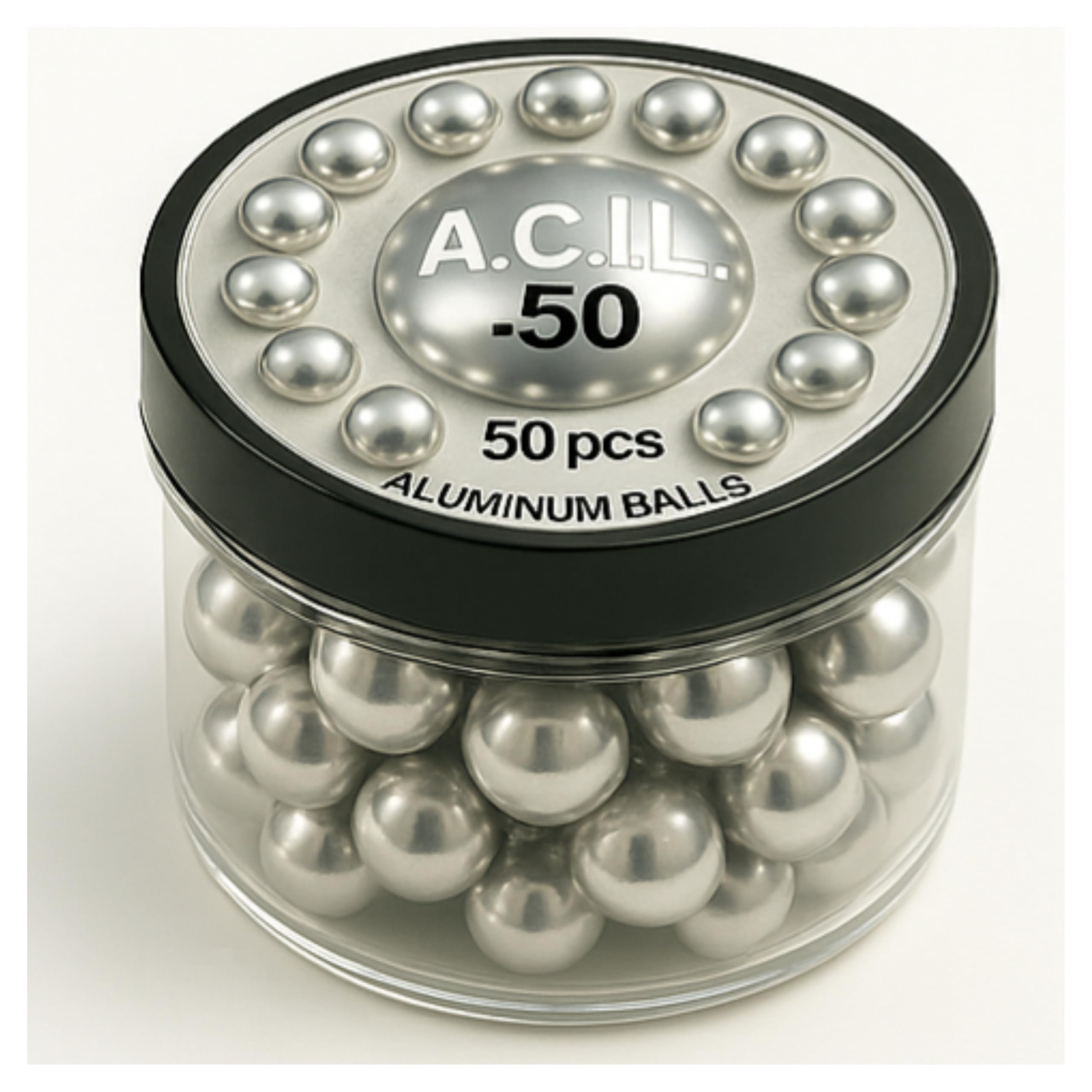 Premium Aluminium Balls in 50 Calibres, 12.5 mm Precision-Machined Projectiles (50 Pieces), Solid Aluminium Ammo for HDR & HDP Pistols, Reusable, Polished Finish
