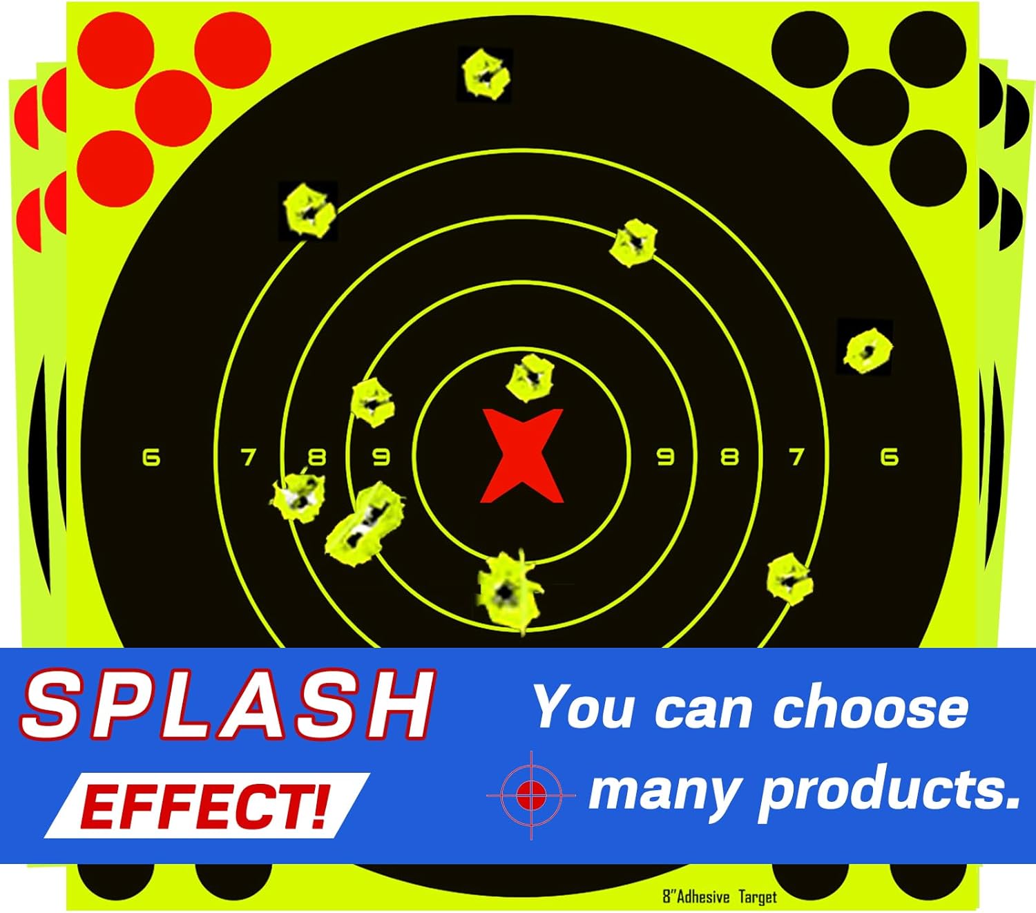 ATFLBOX 8-Inch Fluorescent Yellow Bullseye Shooting Target Stickers - Perfect for Indoor & Outdoor Ranges | Compatible with Handguns, Rifles, and Airsoft