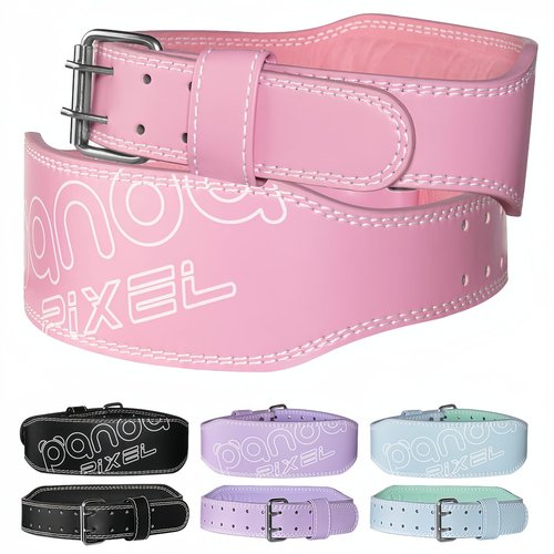 Weight Lifting Belt, Pixel Panda Leather Gym Belt for Women, 10 Inches Padded Lumbar Support for Ladies Fitness Squat Deadlift Heavy Duty Cross Training Gym Powerlifting Workout