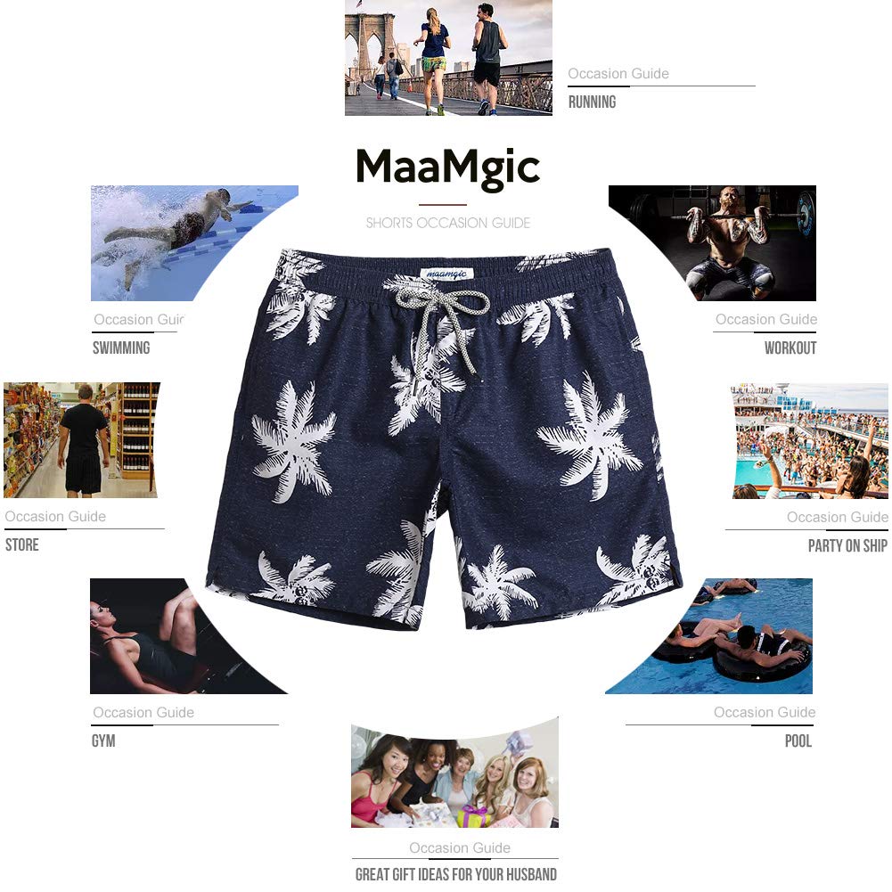 maamgic Mens Swim Trunks Quick Dry Swim Shorts with Mesh Lining Funny Swimwear Bathing Suits 7inch Bird Black XX-Large