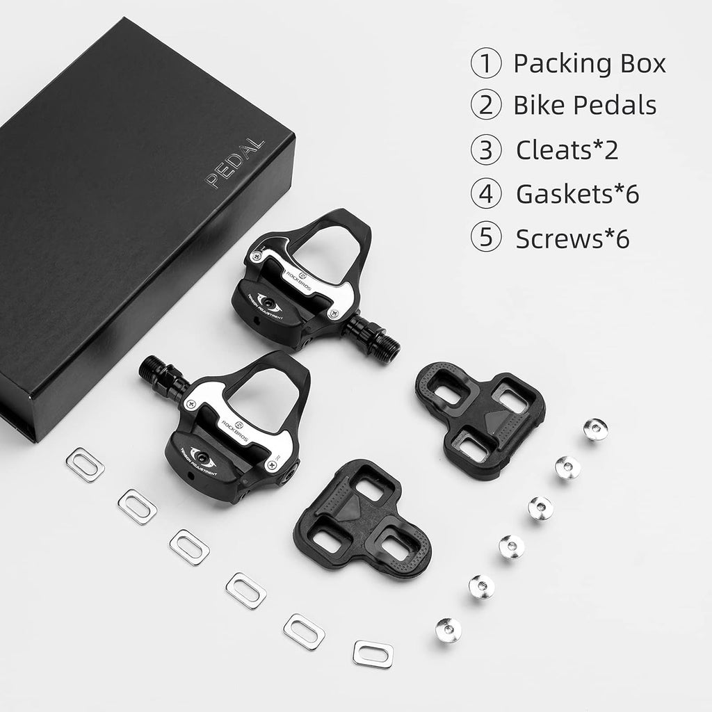 ROCKBROS Clipless Bike Pedals - Compatible with Look KEO | Durable Road Bicycle Pedals Set