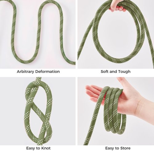 7/16 Inch 150ft Double Braided Polyester Arborist Rope, Heavy Duty Nylon Rope for Anchor, Tree Work, Cargo, Pulling, Sailing(ArmyGreen)