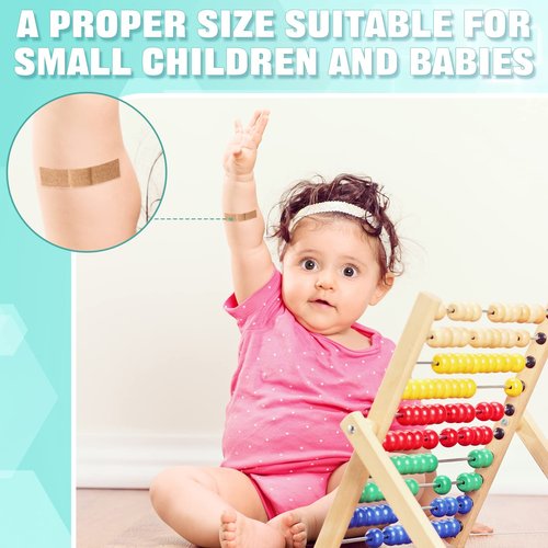 Funtery 200 Pcs Fabric Bandages 0.38" x 1.5" Rectangle Flexible Adhesive Small Face Bandages with Non Stick Pad Skin Wound Care