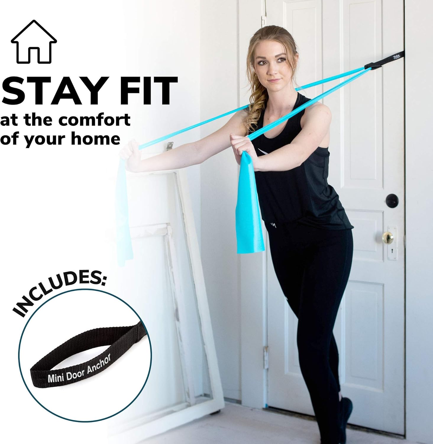 Skiennix Resistance Bands - 7Ft Long Latex-Free Workout Bands with Carry Pouch & Door Anchor