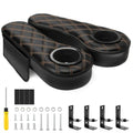 Panglong Golf Cart Armrest with Cup Holder Phone Bag, No Drilling Armrest Fits Yamaha Club Car EZGO Rear Seat with 1-Inch Square Tube, No Drilling PVC Leather Waterproof Armrest - Black