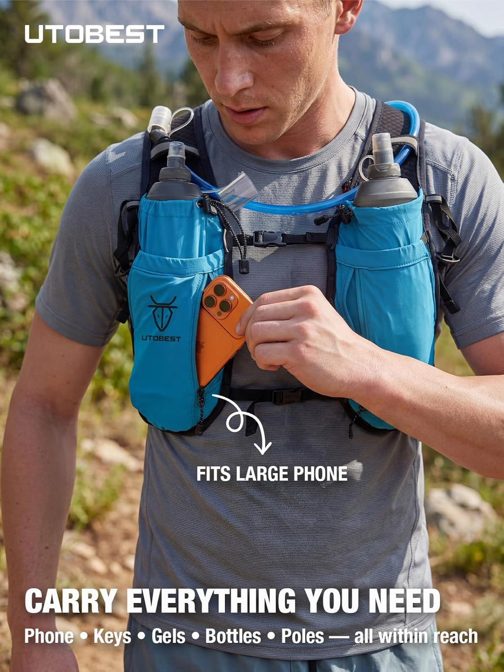 UTOBEST 10L Running Hydration Vest - Lightweight Adjustable Trail Running Backpack with 2L Bladder for Men & Women
