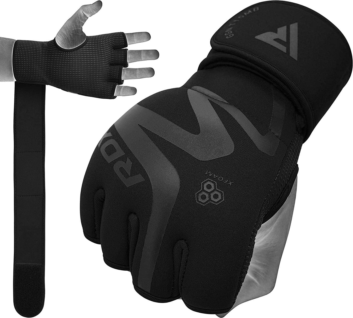 RDX Boxing Inner Gloves - Hybrid Design Hand Wraps for Men & Women | 50cm Long Wrist Support, Neoprene for MMA & Kickboxing