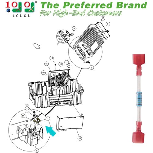 10L0L Golf Cart Resistor Assembly with Connectors for Club Car Electric 2004-up Precedent 102522701
