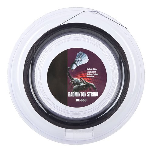 Badminton Racquet String, 0.72mm 200m Badminton Racket String Badminton Training Nylon String Line BX 650 (Black)