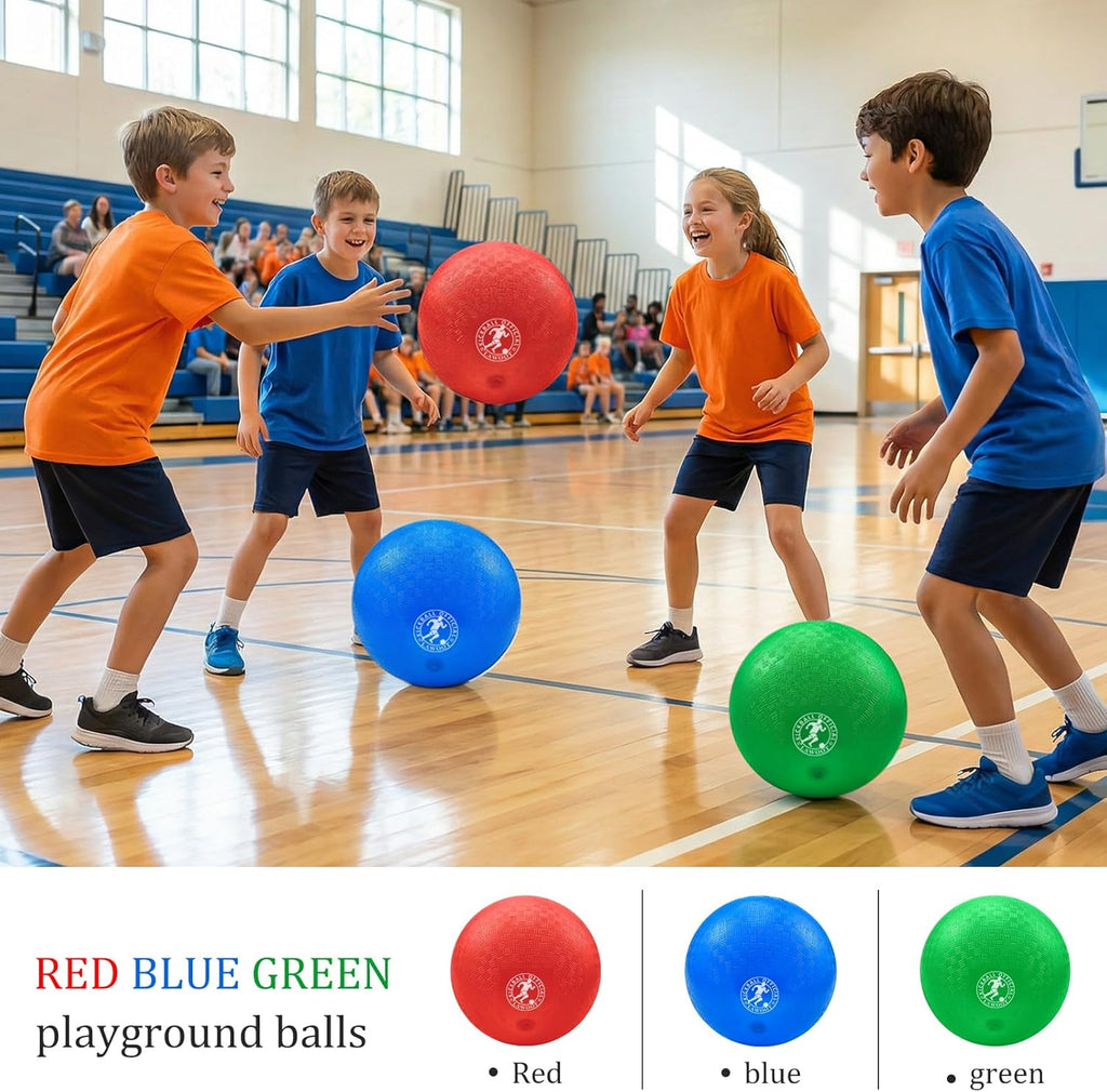 Skiennix Kickball Set - 10 Inch Playground Balls for Kids | Pack of 3 with Pump for Indoor/Outdoor Fun