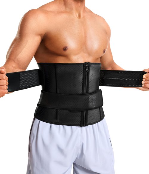 TAILONG Waist Trainer for Men - Sweat Band Trimmer Belt Fajas Para Hombres Stomach Wrap Workout Body Shaper Black