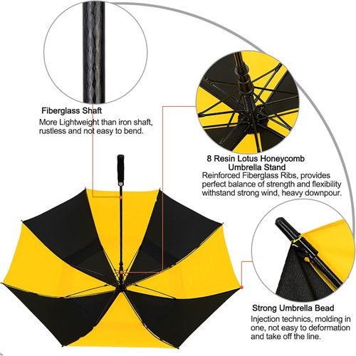 G4Free Automatic Open Golf Umbrella - Oversized Double Canopy, Windproof & Waterproof | 47-72 Inch Sizes