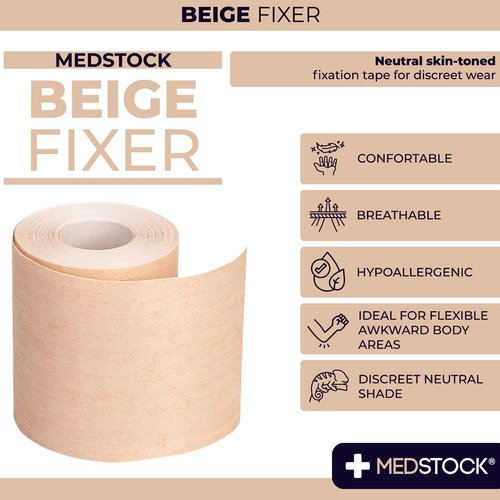 MEDSTOCK Non-Woven Fabric, Beige Fixer Roll, 2" x 11 yds, 1 Roll, Wound Care, Adhesive Dressing Tape, Medical Device Securer, Flexible and Soft, Stable and Dependable, Increases Patient Comfort