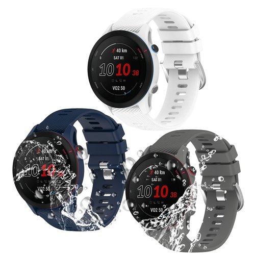 Miimall (3 Pack) Compatible for Garmin Forerunner 255 Silicone Band, 18mm Width Adjustable Soft Silicone Waterproof Replacement Watch Strap Band for Garmin Forerunner 255 Music