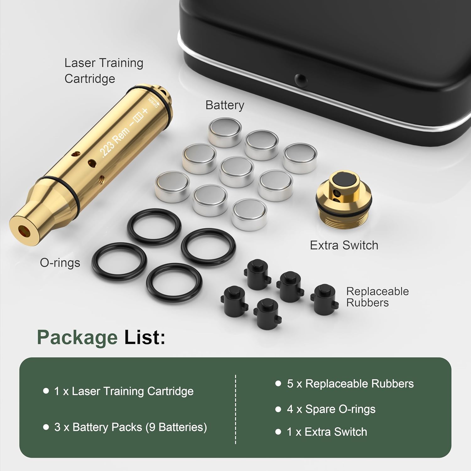223Rem Laser Training Cartridge - Enhance Dry Fire Practice with 3 Battery Sets for Shooting Training