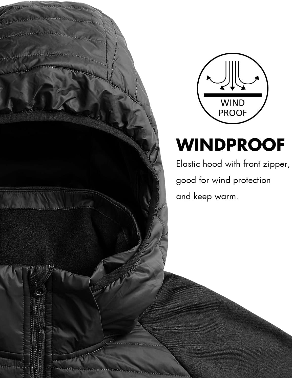 Baleaf Men's Lightweight Running Jacket - Warm Puffer Hybrid Coat for Hiking & Golf | Insulated Design