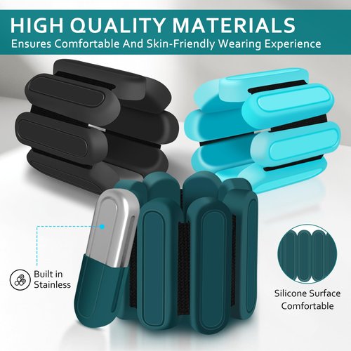Adjustable Wrist & Ankle Weights Set of 2(1Lbs Each), Premium Silicone Wearable Weight Bracelets, Fits for Yoga, Pilates, Home Gym Workout, Dance, Pool Exercises, Jogging, Cardio, Strength Training (Green)