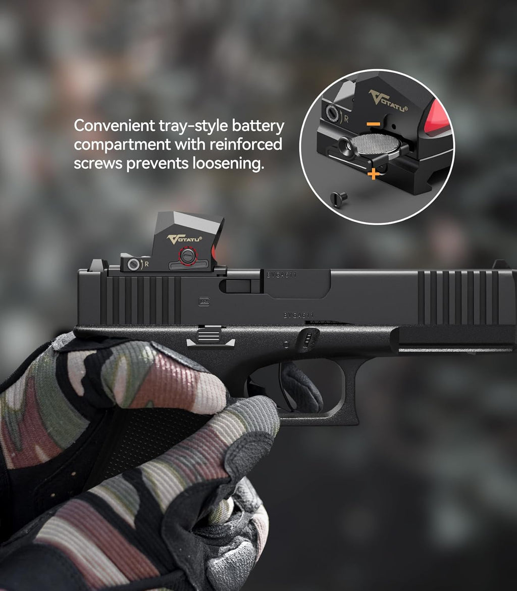 VOTATU EMD507-R Multi-Reticle Reflex Sight - Shake Awake 3 MOA Dot & 54 MOA Circle for G17/G19 MOS