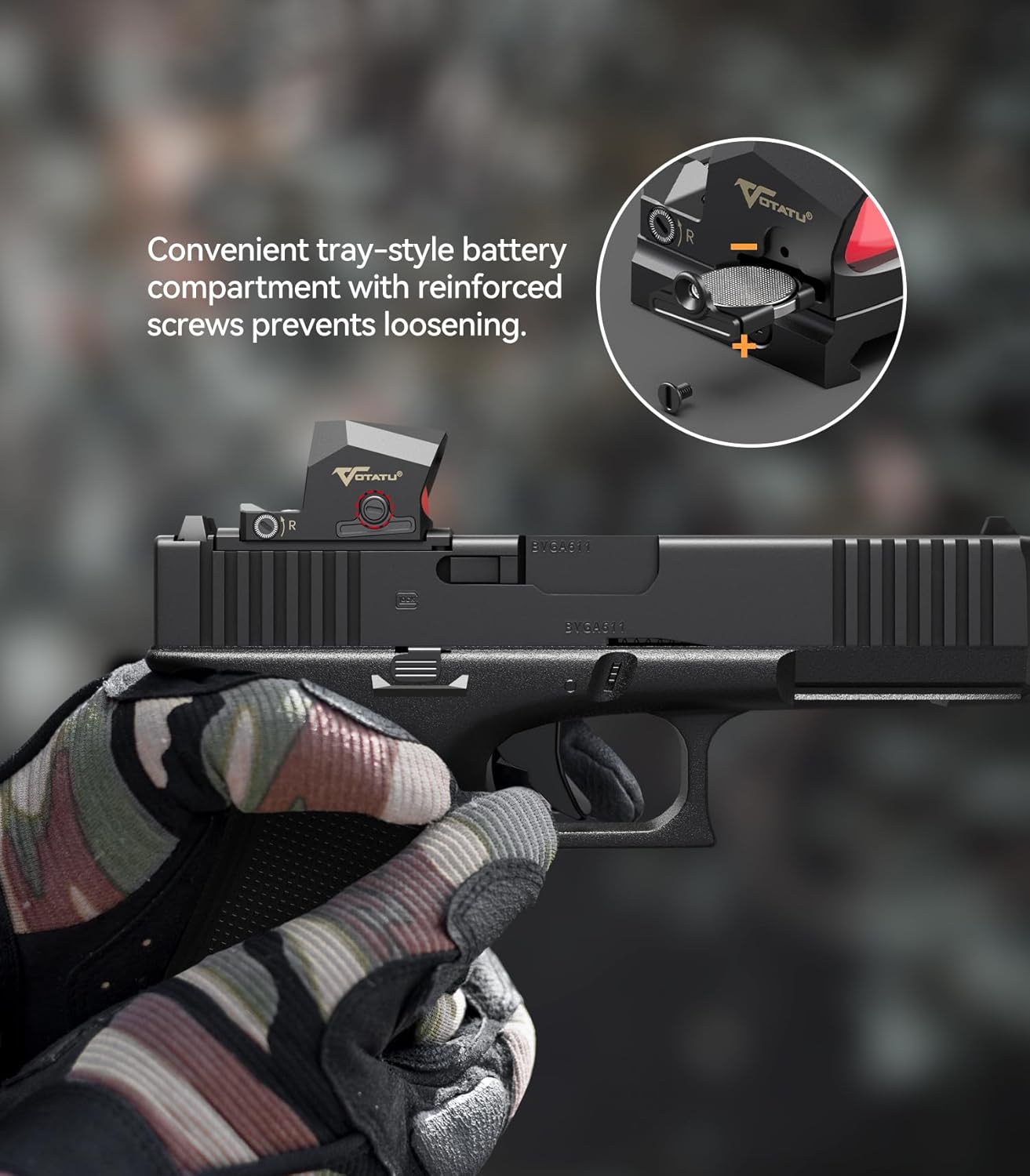 VOTATU EMD507-R Multi-Reticle Reflex Sight - Shake Awake 3 MOA Dot & 54 MOA Circle for G17/G19 MOS