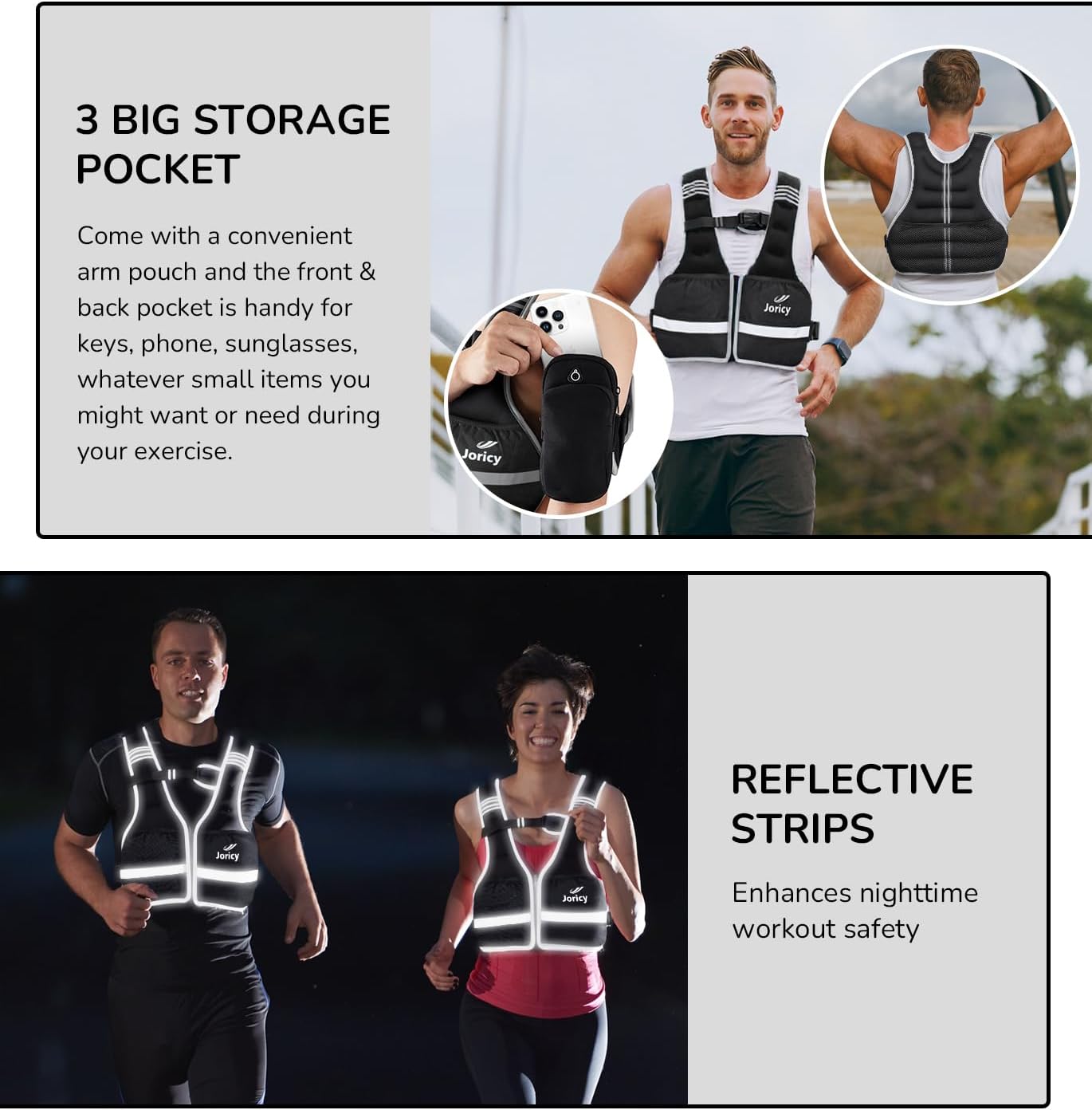 Skiennix Weighted Vest - Adjustable 6lb to 30lb for Walking, Running & Strength Training | Reflective Strips