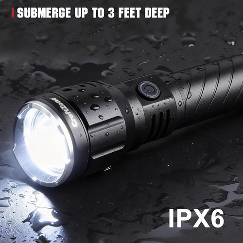CRAFTZONE Rechargeable High Lumen Flashlights, 10000LM 2624Feet Long Throw Super Bright Flashlight,Bidirectional Lighting 300-hour Ultra-Long Flashlights,IPX6 Waterproof(Black)