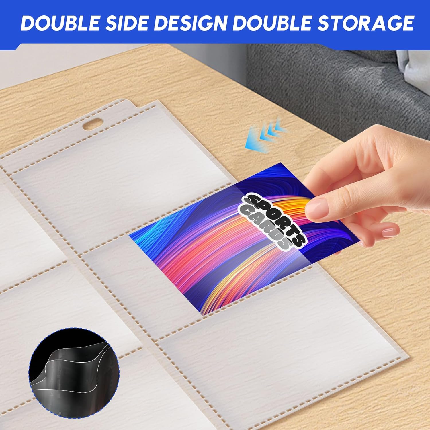 Skiennix 200-Pack Trading Card Sleeves - 9 Pocket Page Protectors for 3-Ring Binders | Ideal for Sports & Game Cards