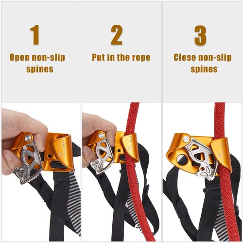 RESQT Foot Ascender, Outdoor Rock Climbing Tree Arborist, Mountaineering Rappelling Equipment Climbing Device for 8-13mm Rope (Right-Orange)