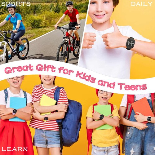 Focwony LED Kids Multifunction Steps Counting Digital Watch, Non-Bluetooth Pedometer Wristwatch, Stopwatch, Alarm Clock, Calories for Women Children Girls Boys (Electroplating Pink)