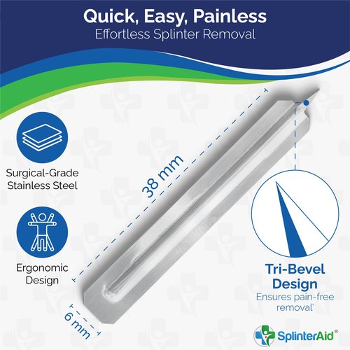 SplinterAid Painless Splinter Removal Kit - 3 Pack | Pull Out Splinters Fast & Easy | Essential First Aid for Home, Travel, Camping, Hiking, Woodworking, DIY & Outdoor Adventures | No Tweezers Needed
