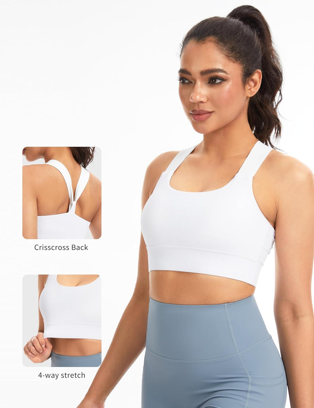 The Gym People Women's V Cross Back Sports Bra - Padded, Stretchy, Perfect for Running & Yoga