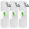 VIVIDLY 3 Pack Golf Towels (16" X 16"), Microfiber Waffle Pattern Golf Towel with Carabiner Clip, Suitable for Men's Golf Gifts (White)