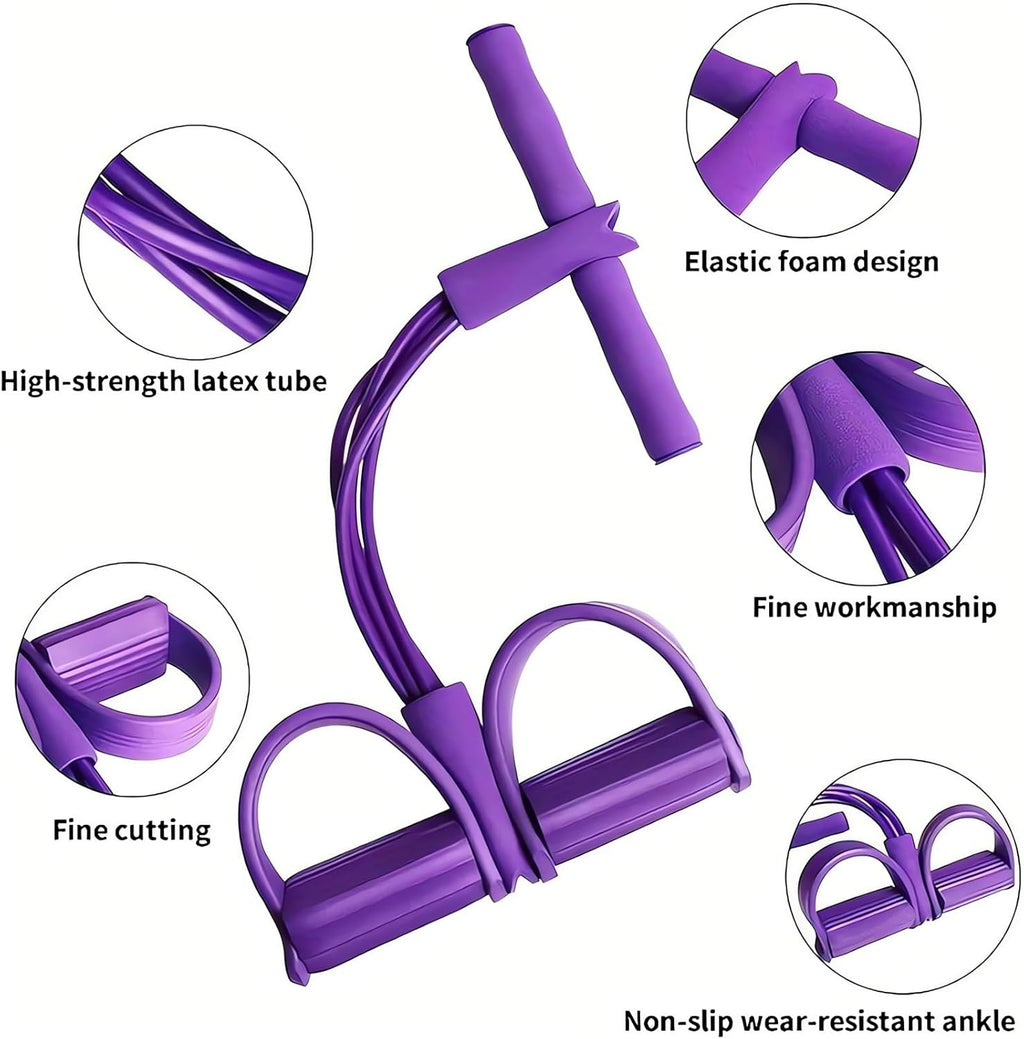 Skiennix Fitness Resistance Bands - 4 Tube Pedal Ankle Puller for Effective Leg Stretching | 2023 Workout Equipment