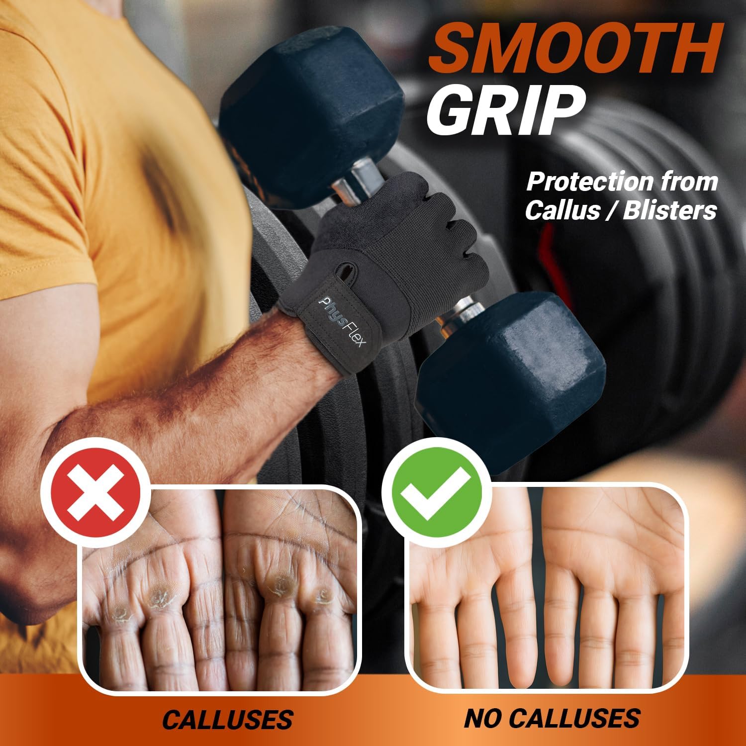 PhysFlex Workout Gloves - Enhanced Grip & Wrist Support for Weight Lifting | Unisex Fitness Gear