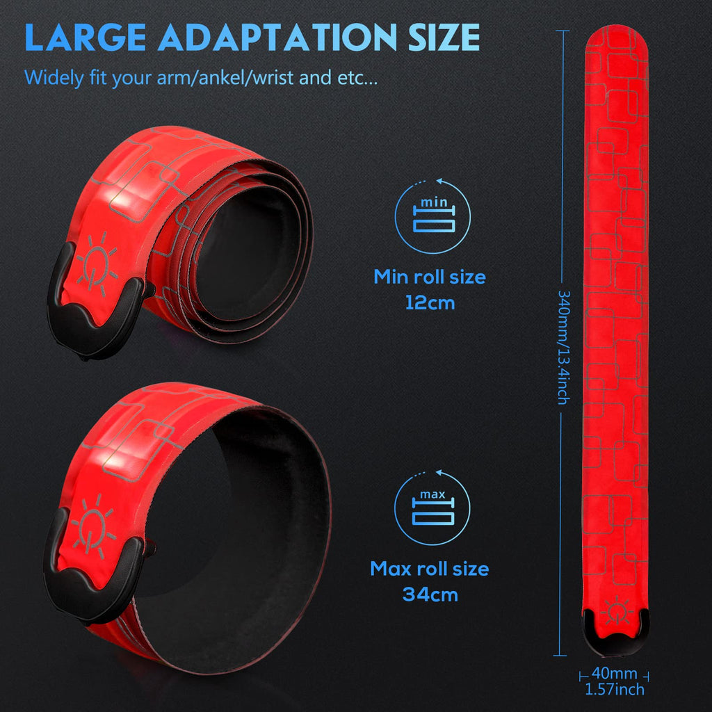 Simket Reflective LED Armband Rechargeable for Running(2 Pack), Running Lights for Runners, Running Lights, High Visibility Reflective Running Gear Adjustable Light Up Arm Bands for Men Women Kids