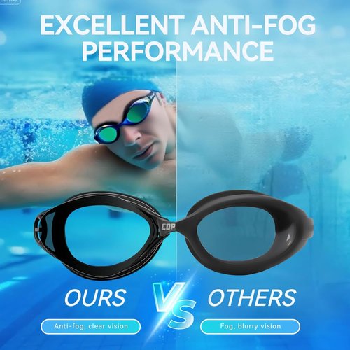 COPOZZ S3 Swim Goggles for Adult, Swimming Goggles Clear Vision Anti Fog UV400 Protection No Leaking for Men Women Youth