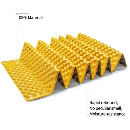 1PCS Yellow Foam Camping Pads for Hiking, Ultralight Closed Cell Mattress, Waterproof Soft Mat for Adults, Wide Picnic Yoga Mats, Folding Sleeping Pad for Outdoor Backpacking