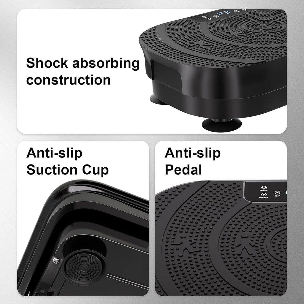ROTAI Vibration Plate Exercise Machine - Full Body Fitness Platform for Weight Loss & Fat Burning | Adjustable Shake Plate in Black