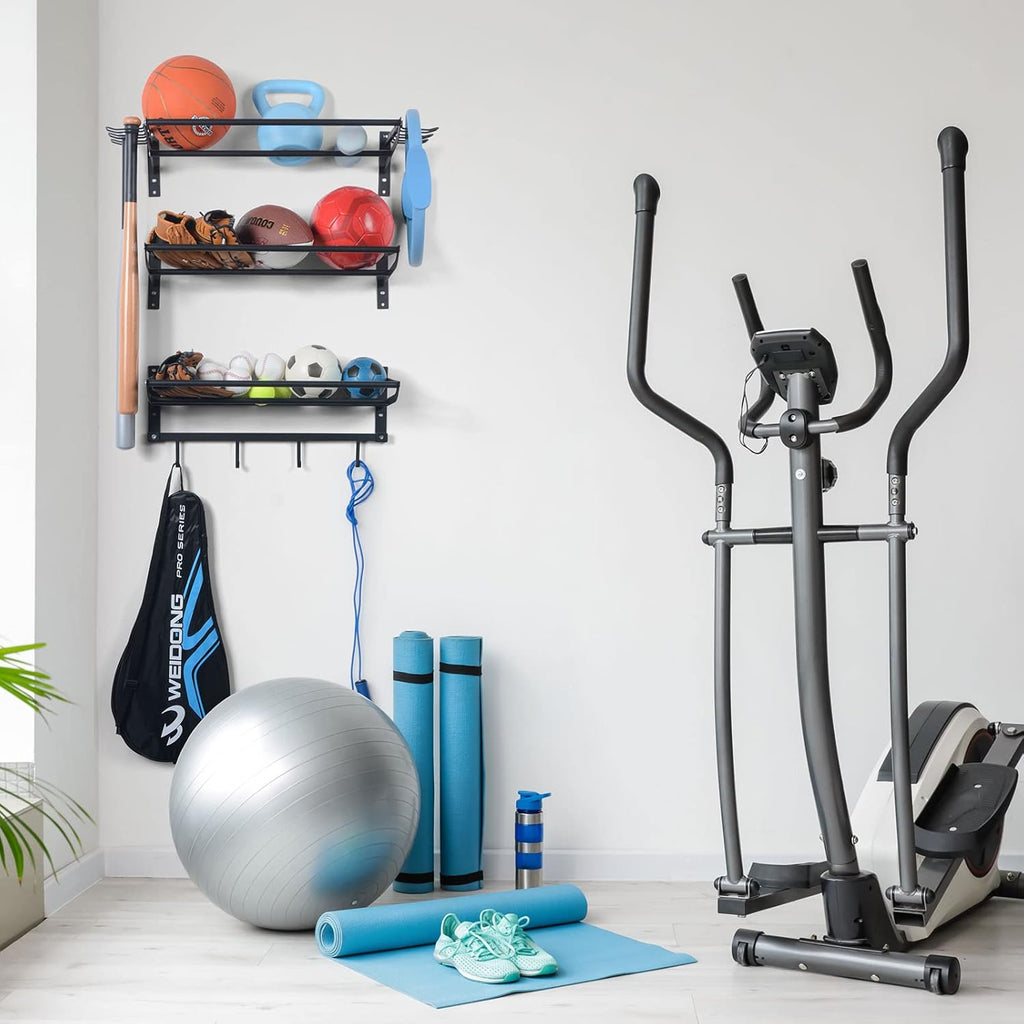 XCSOURCE Garage Sports Equipment Storage Rack - 3 Shelves & 4 Hooks for Organizing Balls & Gear