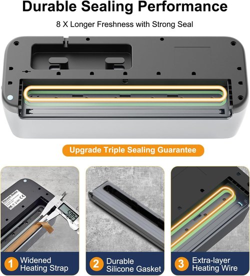 Newise Vacuum Sealer Machine - 85Kpa Powerful Food Preservation with Built-in Cutter & Self-Cleaning Mode