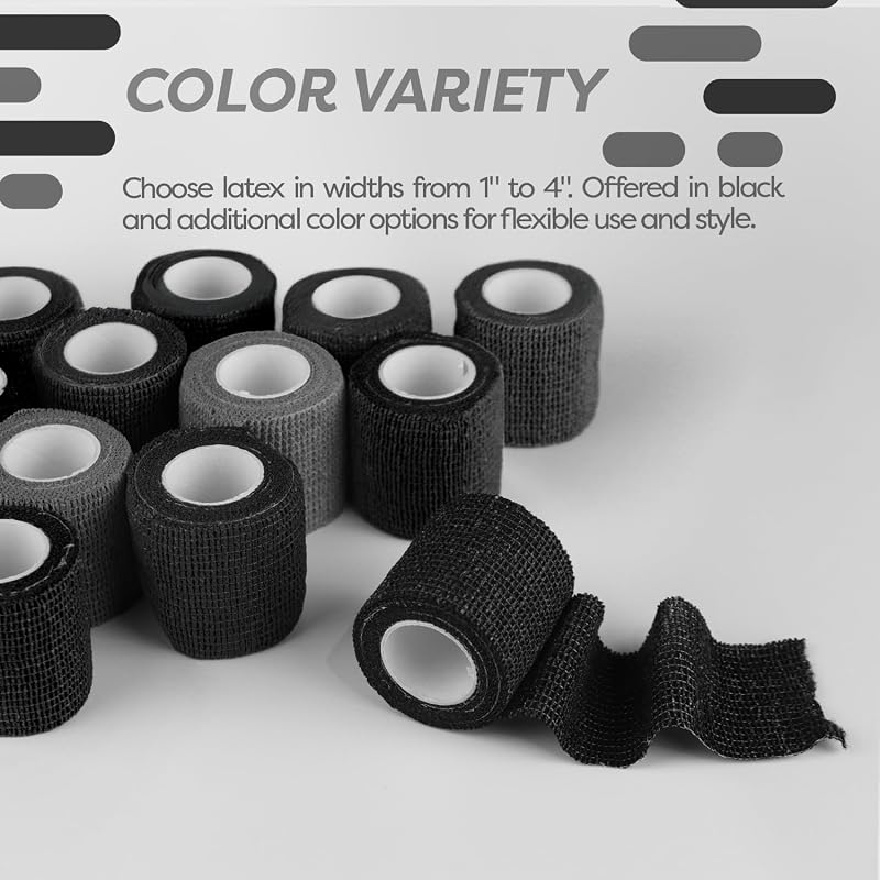Sensi-Wrap Self-Adherent Bandage Rolls, Black 1" x 5 yds - 30 Count (Pack of 1)