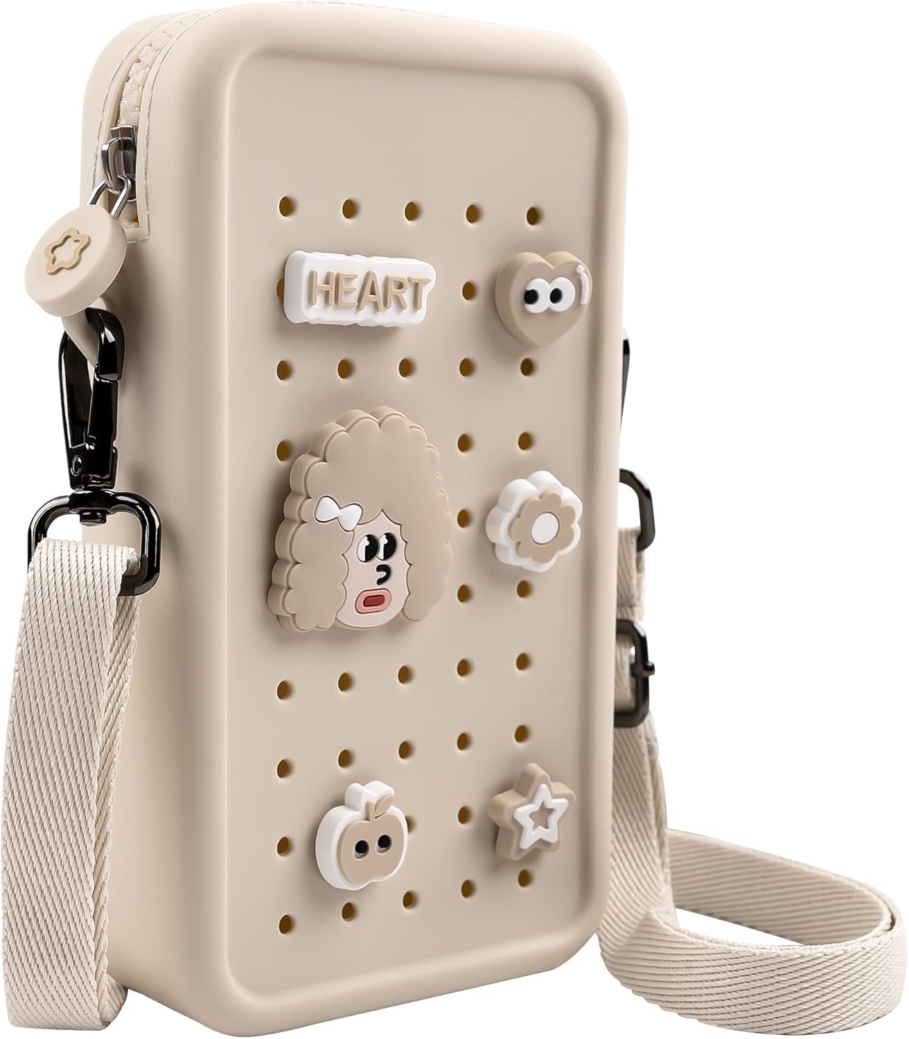 Skiennix Silicone Crossbody Bag - Waterproof & Lightweight Phone Purse with Adjustable Strap | Beige
