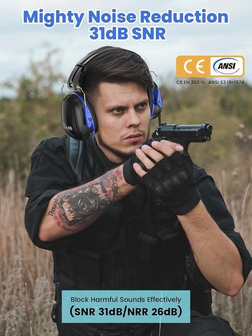 Dr.meter Noise Reduction Ear Muffs - SNR 31dB Hearing Protection for Gun Range & Yard Work