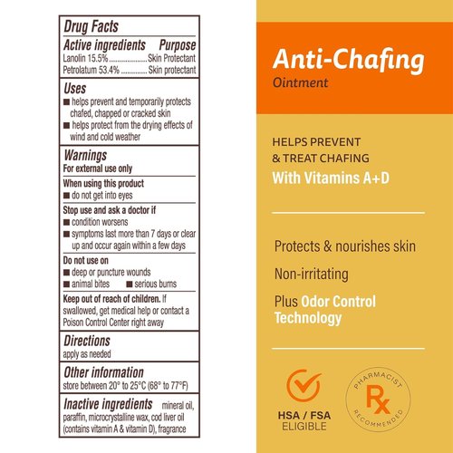 A+D Anti-Chafing Ointment - Protects & Treats Skin Irritation from Friction - 1.5 oz, Odor Control