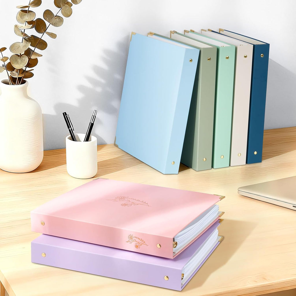 Sooez 1 Inch Cute 3 Ring Binder - Gold Foil & Metal Corners | Recipe Binder for 8.5" x 11" Paper