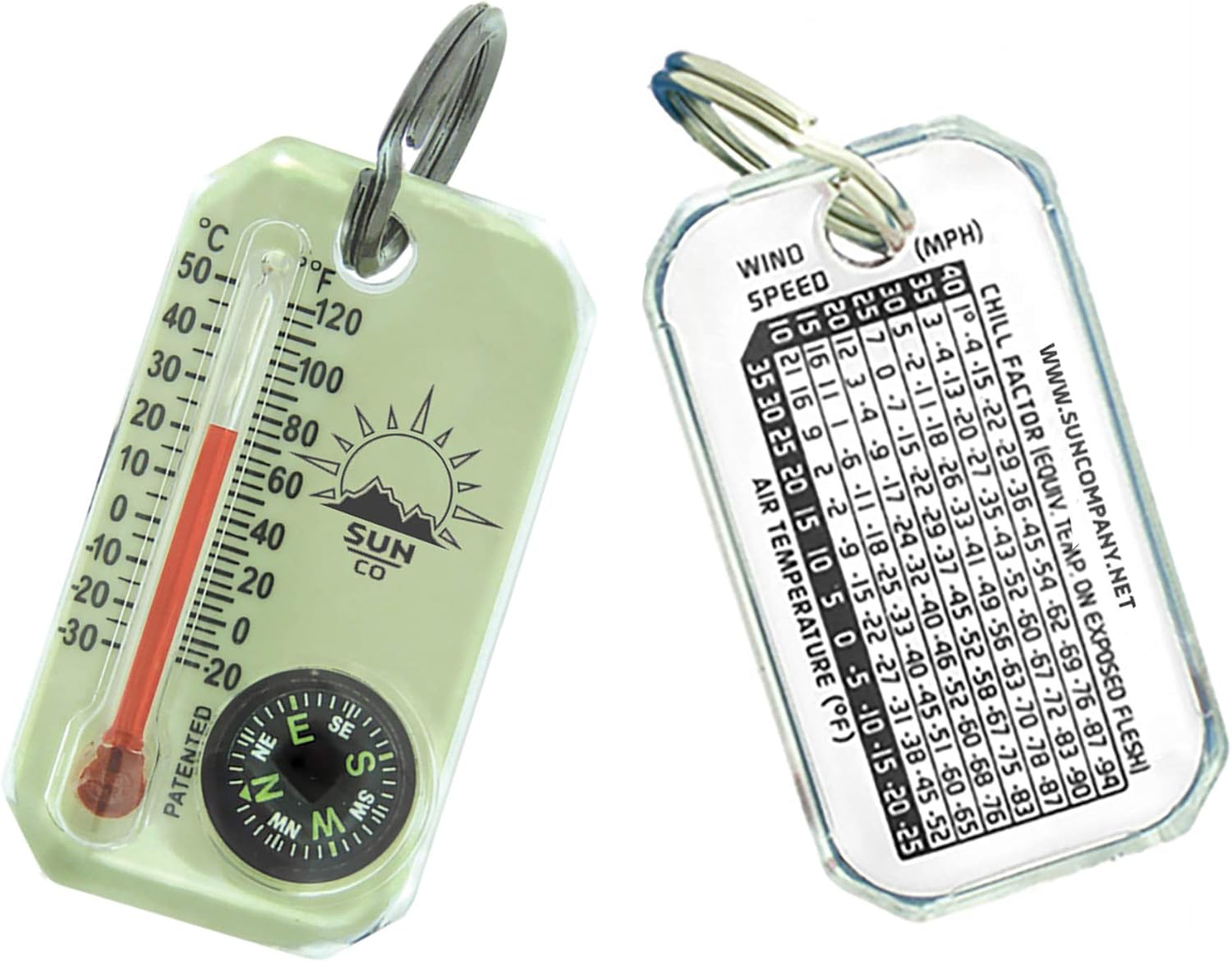 Sun Company LumaGage | Multi-Functional Glow-in-the-Dark Compass & Thermometer | Perfect for Camping and Hiking