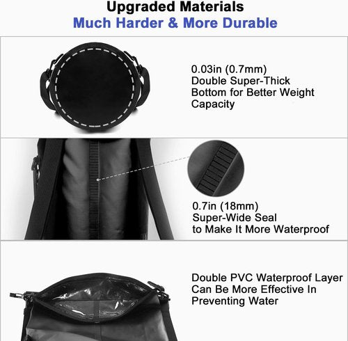 HEETA Waterproof Dry Bag - Lightweight Roll Top Storage Backpack with Phone Case | 30L Black